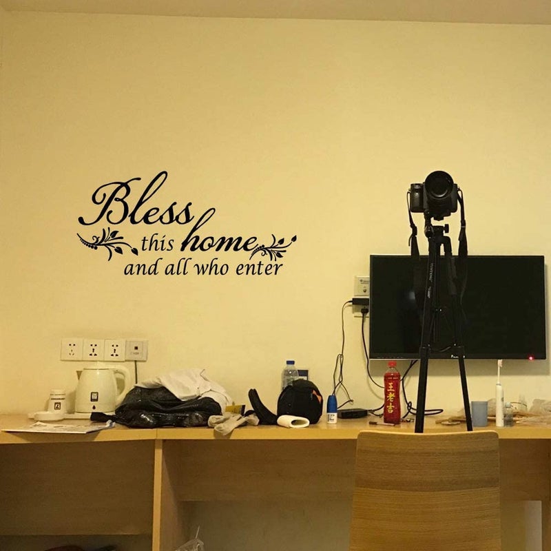 Decaltor Bless This Home and All who Enter - Vinyl Wall Decal Entryway Living Room DÃ©cor Art Letters Quotes Stencil - Image 3